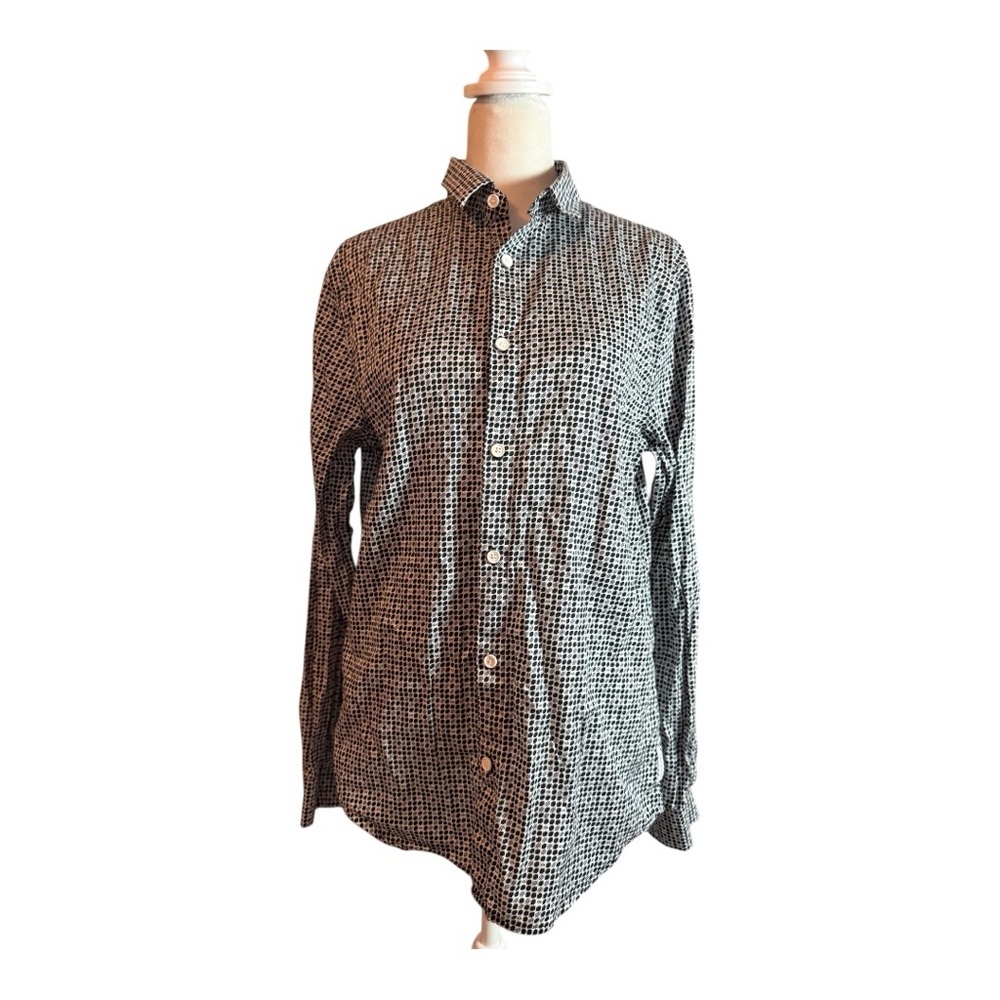 Armani Exchange Women’s Black and White Checked Logo Top